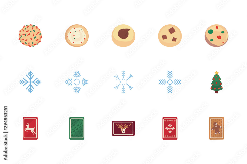 Sticker bundle of merry christmas with set icons