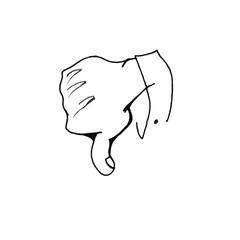 Signs and symbols, felt-tip pen drawing thumb down dislike. Dislike negative feelings.
