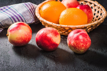Vitamins are food for vegetarians. Mix fruit nectarines, oranges.
