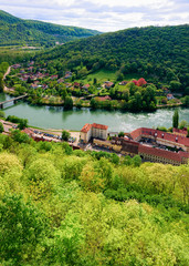 Landscape from Citadel of Besancon with River Doubs of Bourgogne