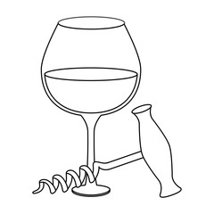 corkscrew and wine glass design