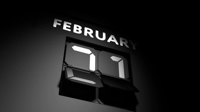 February 21 date. digital calendar change to February 21 animation