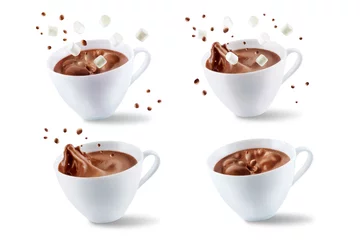 Foto auf Alu-Dibond Dunkles heißes Schokoladengetränk auf einem weißen, isolierten Hintergrund © nata_vkusidey