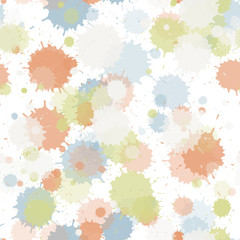 Watercolor paint splashes pattern, smear fluid splats.