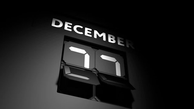 December 22 date. digital calendar change to December 22 animation