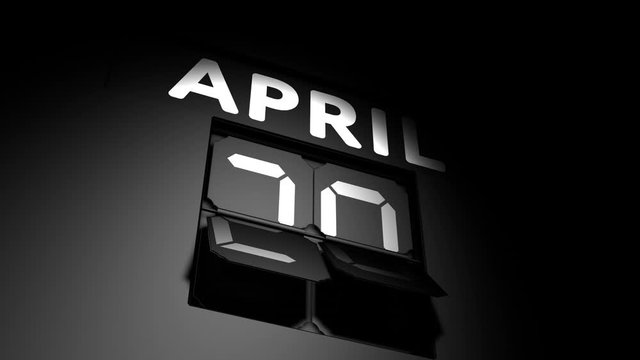 April 28 date. digital calendar change to April 28 animation