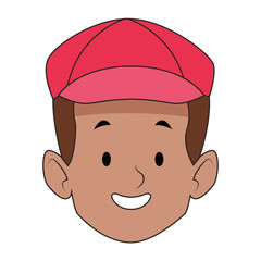 cartoon happy man icon, flat design