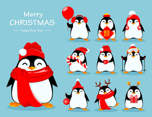 Cute little penguin, set of ten poses