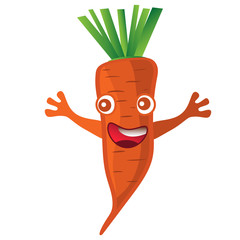 Cartoon carrot character on white background