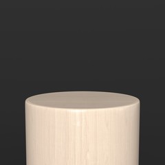 Wooden product stand. Round pedestal. Empty Platform. 3d render isolated