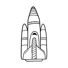 Hand drawn Space Shuttle isolated on a white. Vector illustration.