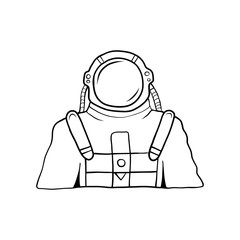 Hand drawn Cosmonaut isolated on a white. Vector illustration.