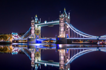 Tower Bridge in London by night