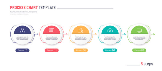 Vector infographic process chart template. Five steps