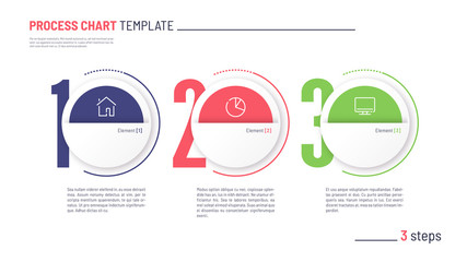Vector infographic numbered process chart template. Three steps
