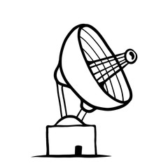 Hand drawn Satellite Antenna isolated on a white. Vector illustration.