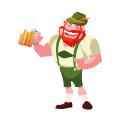 man with beer glass in hand in white background