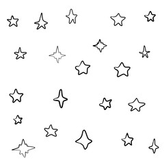 Hand drawn Stars isolated on a white. Vector illustration.