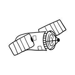Hand drawn Satellite isolated on a white. Vector illustration.