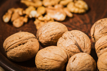 Fruit food for gourmets and vegetarians walnuts.Healthy nuts concept, dry fruits concept.
