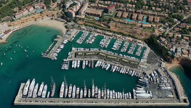 Aerial filming, video of the famous Port Adriano, luxury place in Mallorca