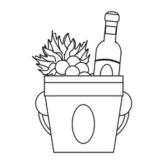 ice bucket with wine bottle and grapes design