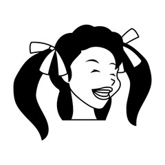 silhouette of head of young woman smiling on white background