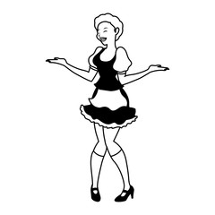 silhouette of woman with german traditional dress