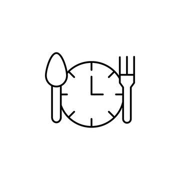 Food, schedule, clock icon. Element of Health life icon. Thin line icon