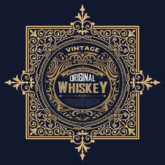 Vintage Whiskey label for packing. Vector illustration