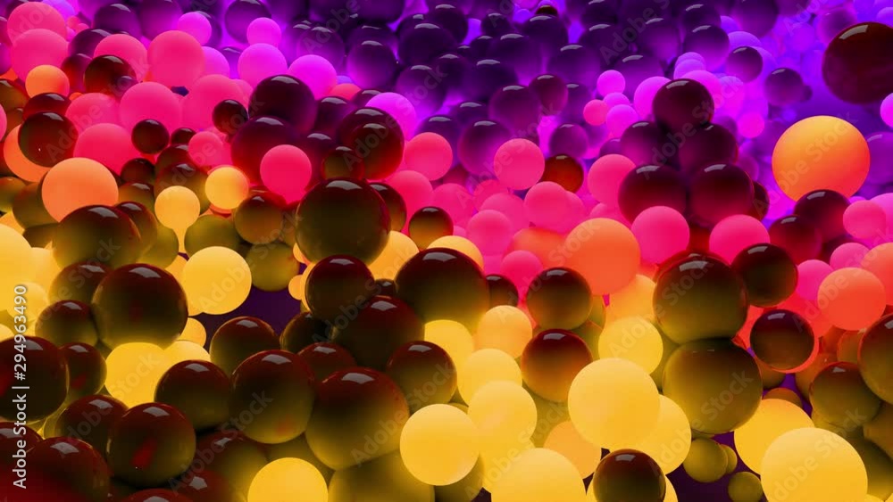 Aufkleber 3d loop of animation in 4k with beautiful small and large spheres or balls as an abstract holiday ba
