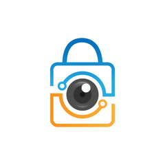 Security camera logo technology design vector illustration