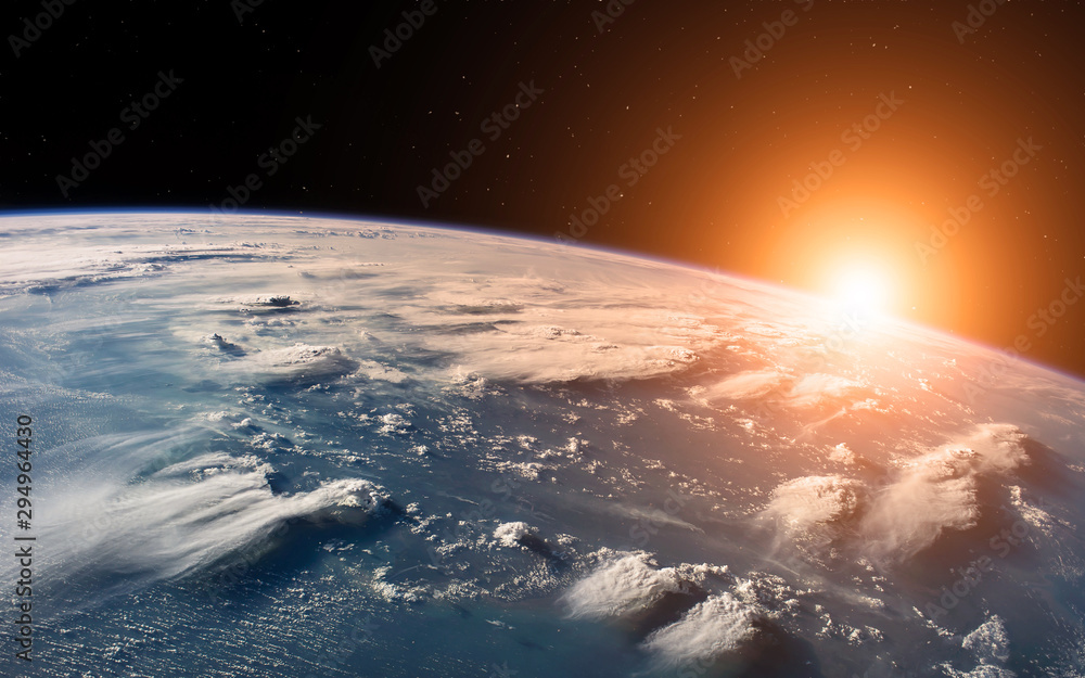 Wall mural close view of planet earth from space during a sunrise 'elements of this image furnished by nasa'