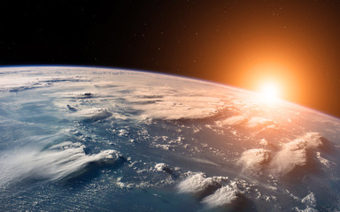 Close view of planet Earth from space during a sunrise 'elements of this image furnished by NASA'