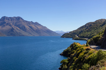 view of Wakatipu lake, South island, New Zealand