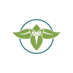 simple owl leaf logo design template