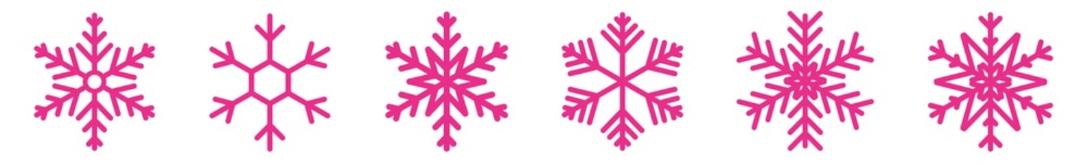 Snowflake Icon Pink | Snowflakes | Ice Crystal Winter Symbol | Christmas Logo | Xmas Sign | Variations
