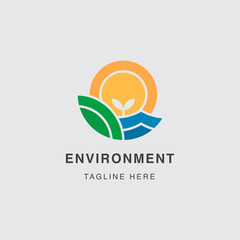 Icon Logo Environment with the land and sea concept