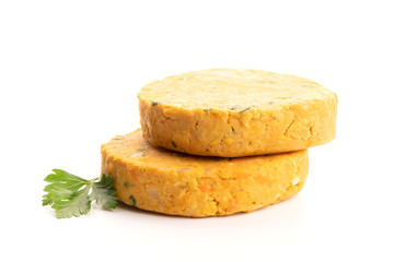 Raw veggie burgers with chickpeas and vegetables