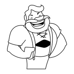 silhouette of man with german traditional dress in white background