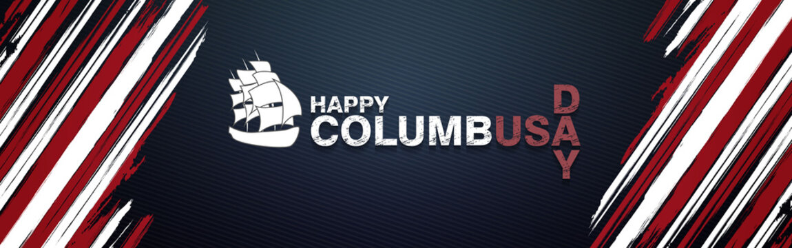 Columbus Day National Usa Holiday Greeting Card, United States national holiday vector illustration.