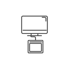 designer computer tablet technology icon line design