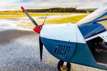 airplane at the  small countryside airport