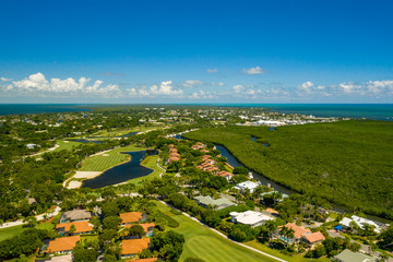 Aerial drone photo Ocean Reef Club Key Largo Florida an upscale neighborhood