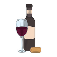 wineglass and corkscrew utensil icon design