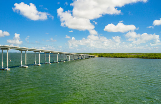 Aerial photo of the Monroe County Toll Bridge Card Sound Road to the Florida Keys