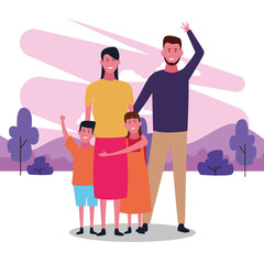cartoon happy family, colorful design