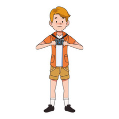 cartoon happy boy standing, flat design