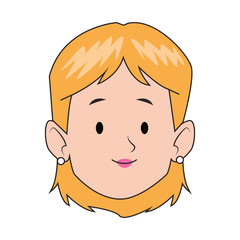 Cartoon woman face icon, flat design