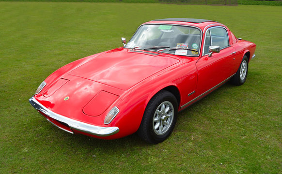  Classic Red Lotus Elan +2 sports car at Audley End.